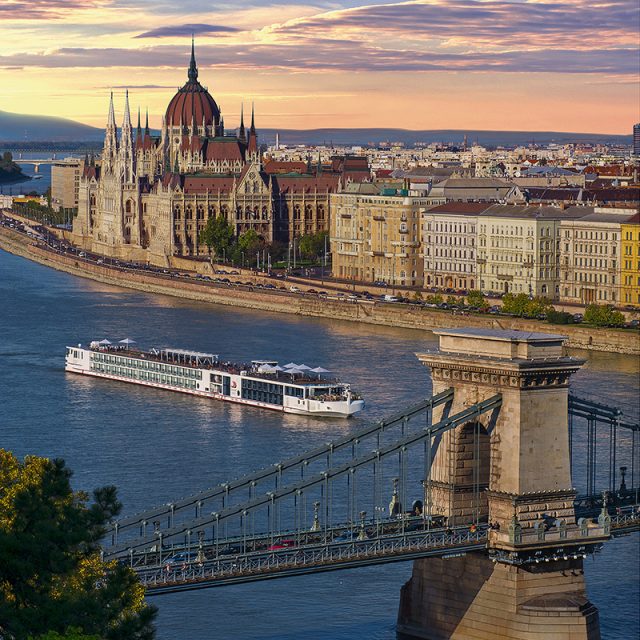 Grand European Tour The Viking Longship Odin near the city of Budapest on the Danube River.