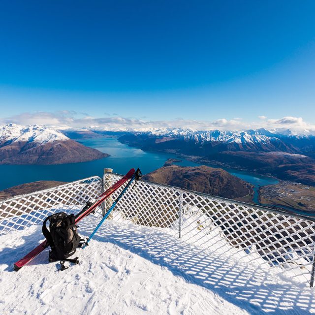 New Zealand’s Snow Highway View from top of the Remarkbles Mountain, Queenstown, New Zealand
