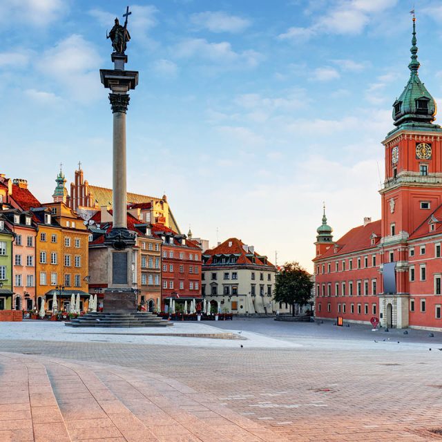 Bohemian Highlights Panorama of Warsaw old town, Poland